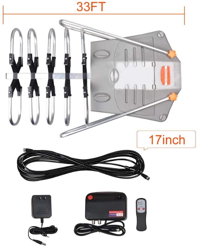 Photo 1 of HDTV Antenna Amplified Digital Outdoor Antenna 150 Miles Range, 360 Degree Rotation Wireless Remote,with 33FT Coax Cable - Support UHF/VHF/1080p/ 4K Ready -Without Pole
