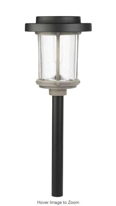 Photo 1 of 11  Solar 2-Tone Black and Grey Finish Diecast LED Landscape Pathway Light with Seedy Glass Lens and Vintage Bulb
