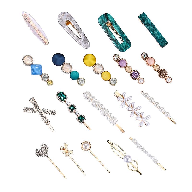 Photo 1 of 20Pcs Hair Clips for girls,woman Pearls,Macaron Acrylic Resin, Costume jewelry Hair Accessories for Party Wedding (Type A)
