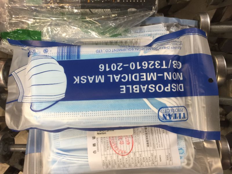 Photo 2 of 4 Class 1 Protective Face Masks - TITAN PROTECT 3-Layer Disposable Face Mask - Non Medical Mask Filters >95% of Particles - Elastic Ear Loop, Adjustable and Comfortable - Light Blue (20 Pcs)
