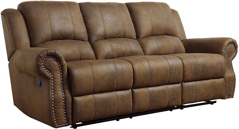 Photo 1 of Coaster Home Furnishings Sir Rawlinson Motion Sofa with Nailhead Studs Buckskin Brown
