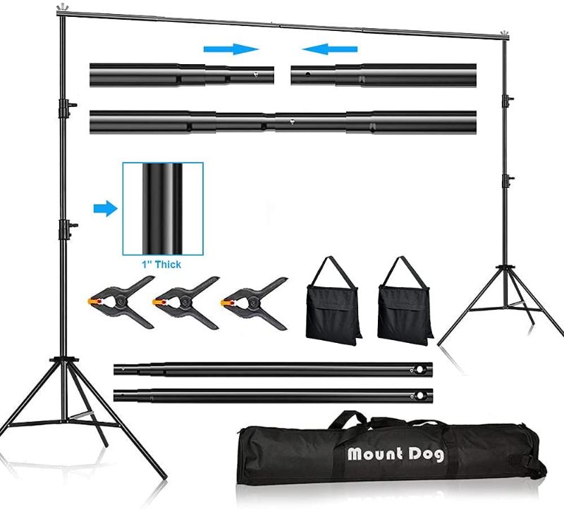 Photo 1 of MOUNTDOG Backdrop Support Stand 10FT Adjustable Photography Studio Background Support System Kit with Carrying Bag for Photo Video Shooting
