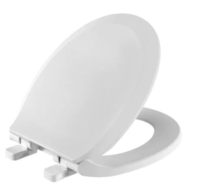 Photo 1 of Cadet Slow Close Elongated Closed Front Toilet Seat with EverClean in White
