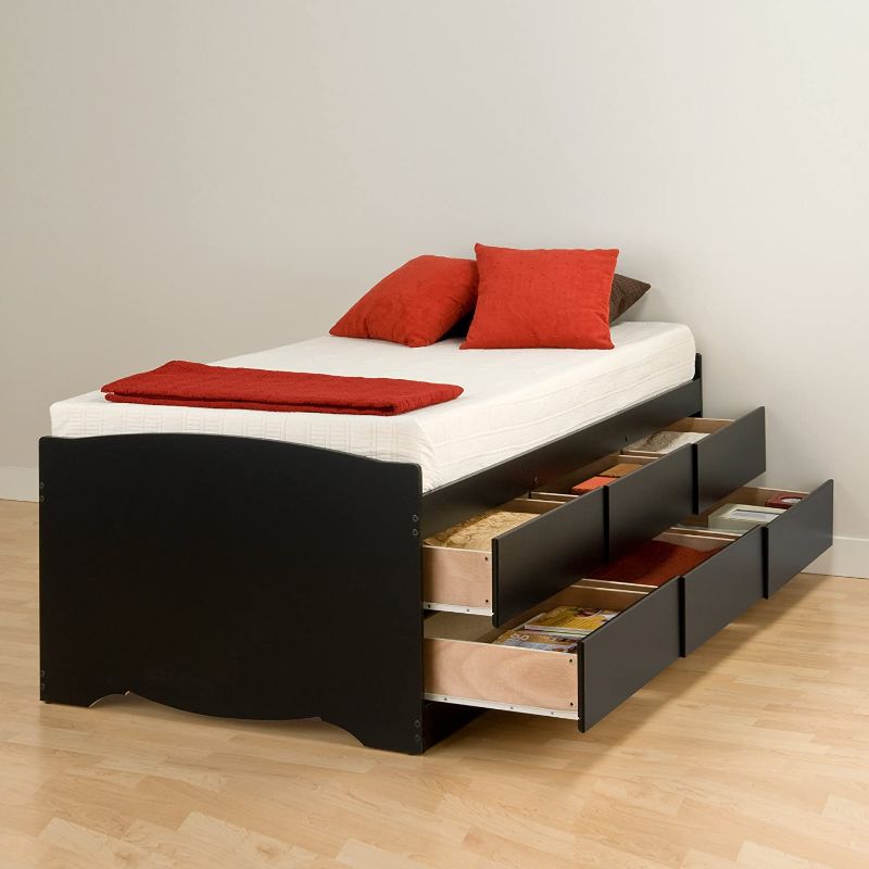 Photo 1 of 6 Drawers Captain's Tall Twin Platform Storage Bed Black - Prepac 2 of 2 
