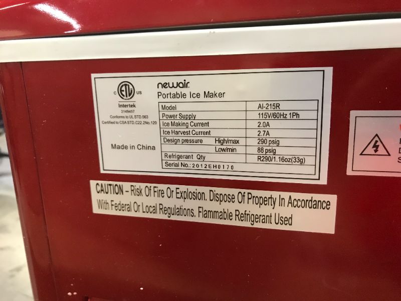 Photo 5 of NewAir 50lbs Portable Ice Maker - Red AI-215R
