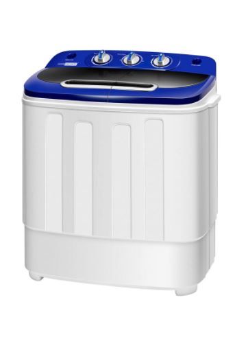 Photo 1 of VIVOHOME Electric Portable 2 in 1 Twin Tub Mini Laundry Washer and Spin Dryer Combo Washing Machine with Drain Hose for Apartments 13.5lbs Blue & White
