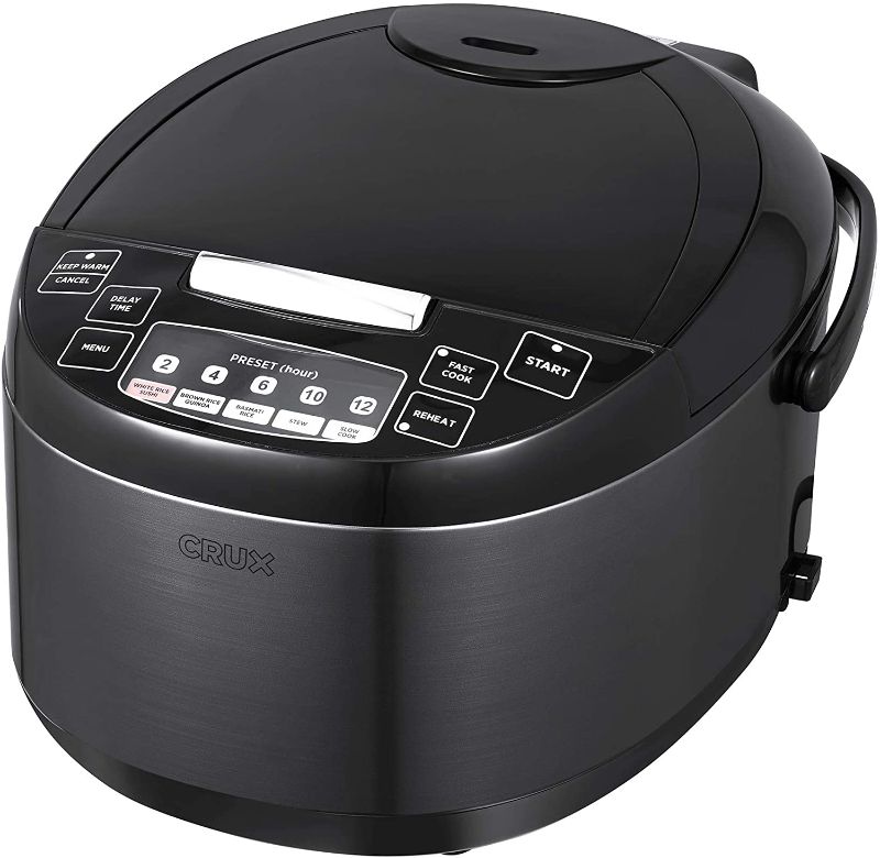 Photo 1 of CRUX 12 Cup Non-Induction Rice Cooker, Multi-Cooker, Food Steamer, Slow Cooker, Stewpot, Easy One-Pot Healthy Meals, Dishwater Safe, Non-Stick Bowl, Black
