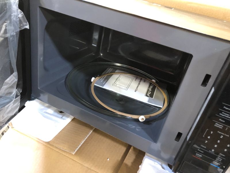 Photo 3 of 1.1 cu. ft. Countertop Microwave in Stainless Steel with Gray Cavity
