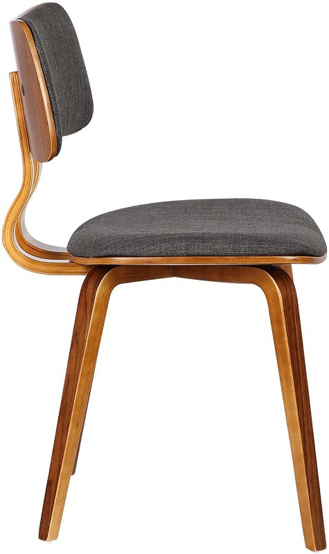 Photo 1 of Armen Living Jaguar Dining Chair in Charcoal Fabric and Walnut Wood Finish
