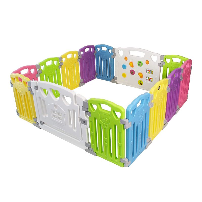 Photo 1 of Baby Playpen Kids Activity Centre Safety Play Yard Home Indoor Outdoor New Pen (multicolour, Classic set 14 panel)
