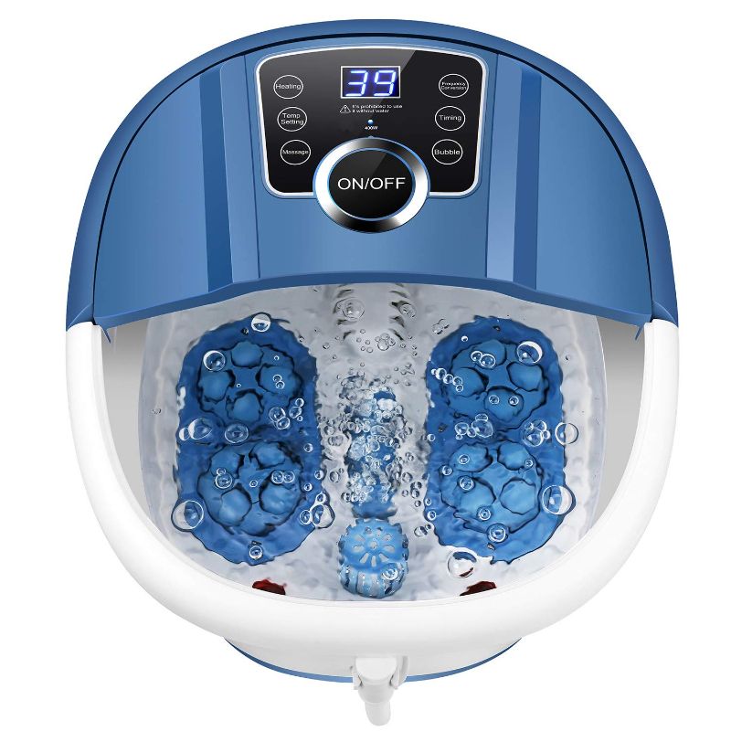 Photo 1 of foot spa bath massager with heat bubbles Foot Spa Bath with Heat and Massage and Bubbles, Foot Bath Massager w/16 Motorized Shiatsu Rollers,Digital Temperature Control,Red Light,Pedicure Foot...
