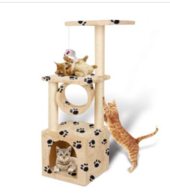 Photo 1 of 36inch Deluxe Cat Tree Climbing Tower Condo House | Cat Activity Tree with Sisal Scratching Posts for Kitten Activity Centre Playhouse, Pet Furniture Cat Tower | Padded Condo | Tunnel | Mouse Toy
