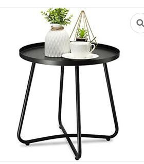 Photo 1 of danpinera Outdoor Side Tables? Weather Resistant Steel Patio Side Table? Black
