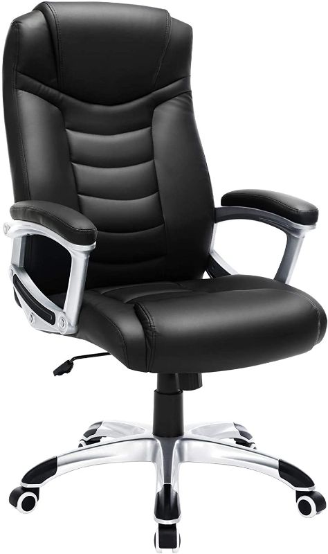Photo 1 of SONGMICS Thick Executive Office Chair with High Back Large Seat and Tilt Function, Black
