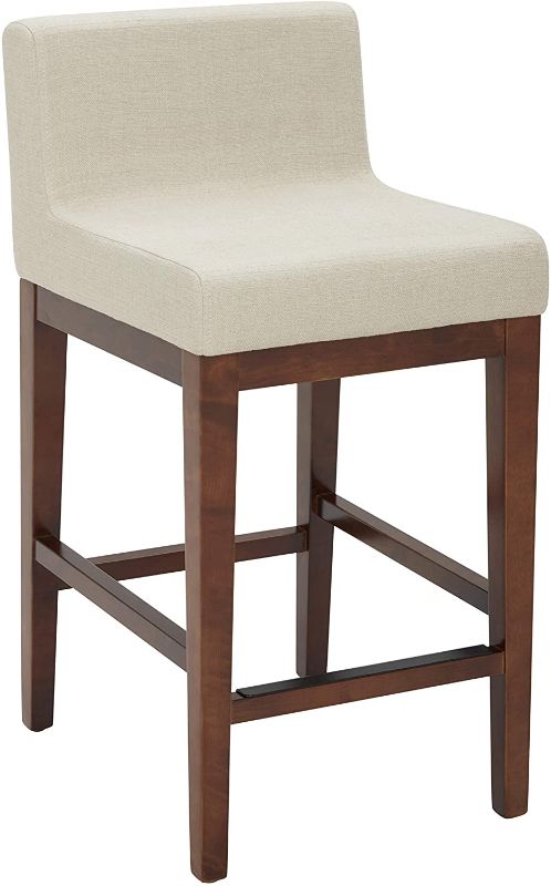 Photo 1 of Amazon Brand – Rivet Mid-Century Modern Upholstered Low Back Kitchen Counter-Height Stool, 37"H, Hemp
