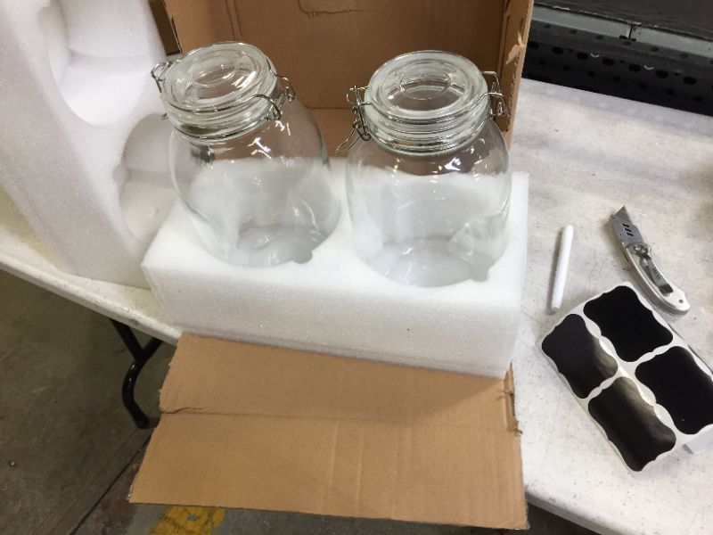 Photo 1 of 2pc 100oz glass jars 