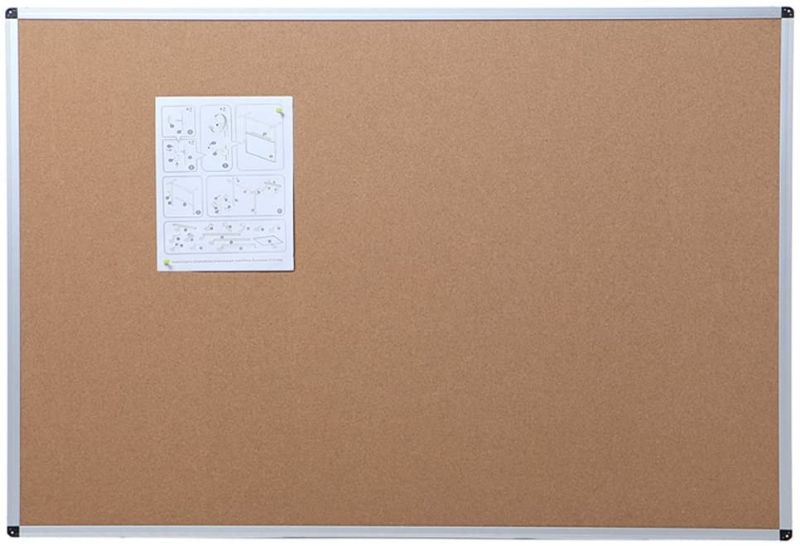 Photo 1 of VIZ-PRO Cork Notice Board, 48 X 36 Inches-Silver Aluminium Frame
 (ITEM HAS DENTS,SMALL LUMPS AND CRACKS/FOLDS)