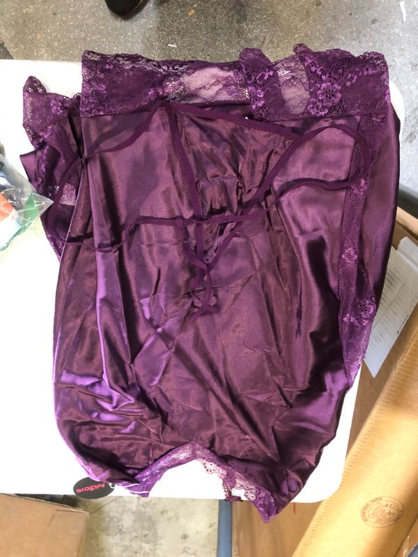 Photo 1 of Dark Purple Soft Velvet Mesh Lingerie Set size M