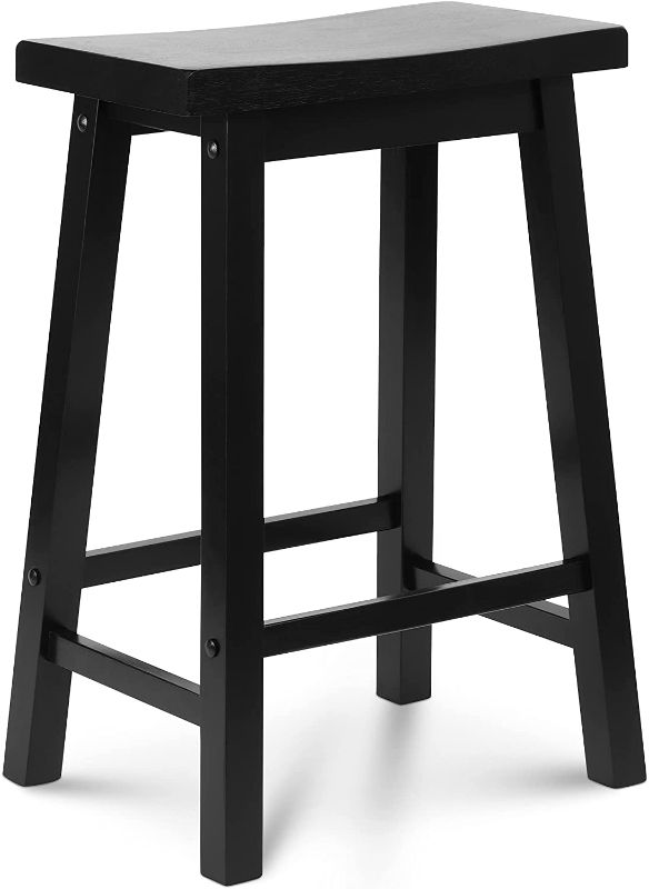 Photo 1 of 24-Inch Saddle Seat Kitchen Counter Stool with Foot Plate - Black