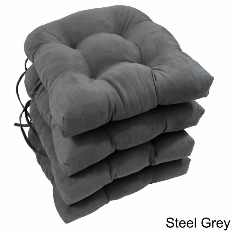 Photo 1 of 16-inch U-shaped Microsuede Chair Cushion (Set of 4) - Grey
