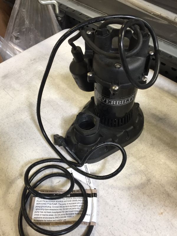 Photo 2 of 1/3 HP Submersible Aluminum Sump Pump with Tethered Switch