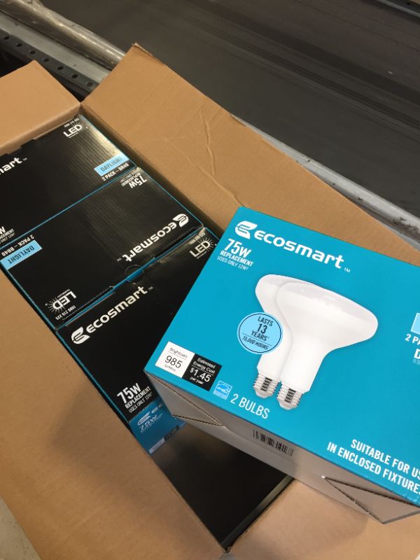 Photo 2 of EcoSmart 75-Watt Equivalent BR40 Dimmable Energy Star LED Light Bulb Bright White 4 packs of 2 
