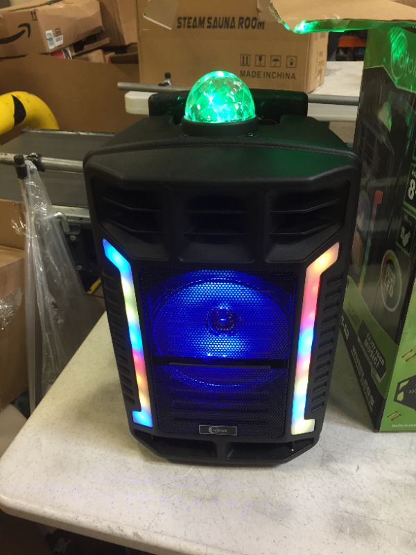 Photo 2 of Portable Karaoke Machine 8’’ PA Speaker System Bluetooth Karaoke System for Adults & Kids with Disco Ball, Microphone Rechargeable Battery USB/SD Reader
