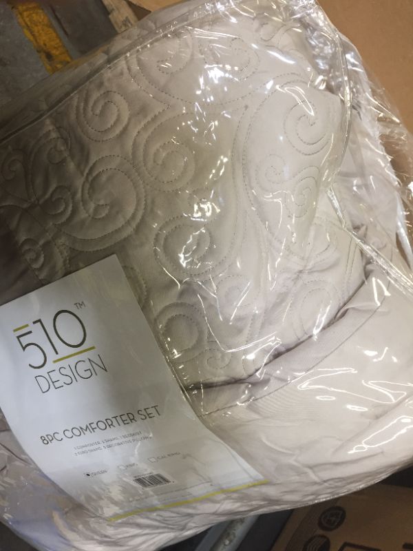 Photo 1 of 8pc Queen Casey Embroidered Comforter Set Neutral