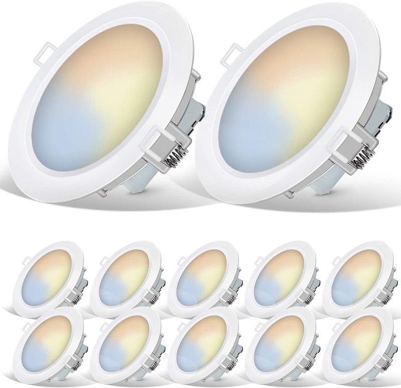 Photo 1 of Energetic 12 Pack Slim LED Recessed Lighting 6 inch with Junction Box, 4 CCT Downlight, 14W=85W Eqv, Dimmable LED Ceiling Lights, 850LM, Wet Location, ETL Certified
