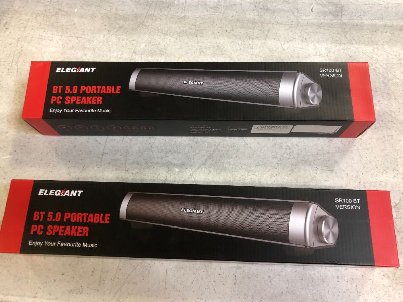 Photo 2 of 2 pack  ELEGIANT Bluetooth Sound Bar, Wired/Wireless 10W Computer Portable Speakers with Built-in Mic | SR100
