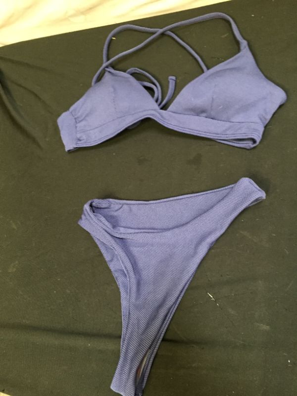 Photo 1 of womens bathing suit 2 piece color blue size extra small 