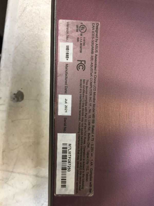 Photo 6 of ASUS MB169B+ 15.6-Inch LED Monitor, Black/Silver
-- after a couple of seconds screen goes blank -- 