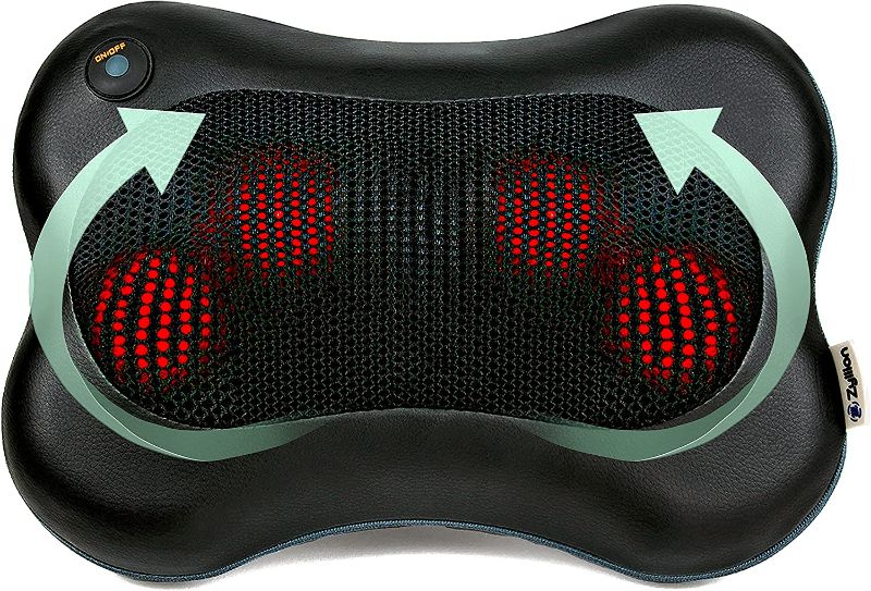 Photo 1 of Zyllion Shiatsu Back and Neck Massager - Kneading Massage Pillow with Heat for Shoulders, Calf, Legs, Feet, Hands, Home, Office, Chair and Car - Black (ZMA-13-BK)
