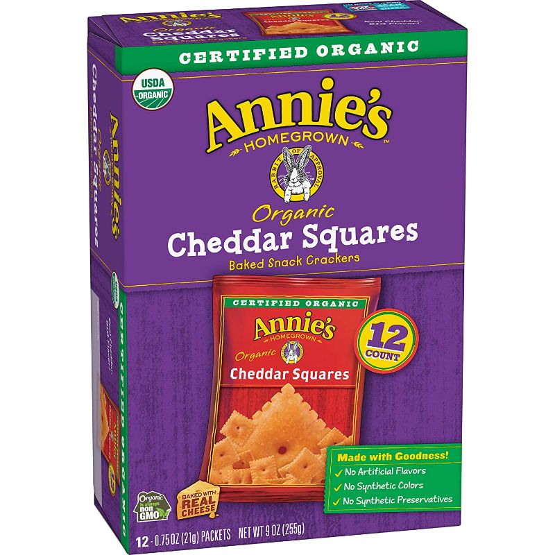 Photo 1 of 2 PACKS OF  Annie’s Organic Baked Snack Crackers Cheddar Squares, 9 oz
BEST BY 12/21/21