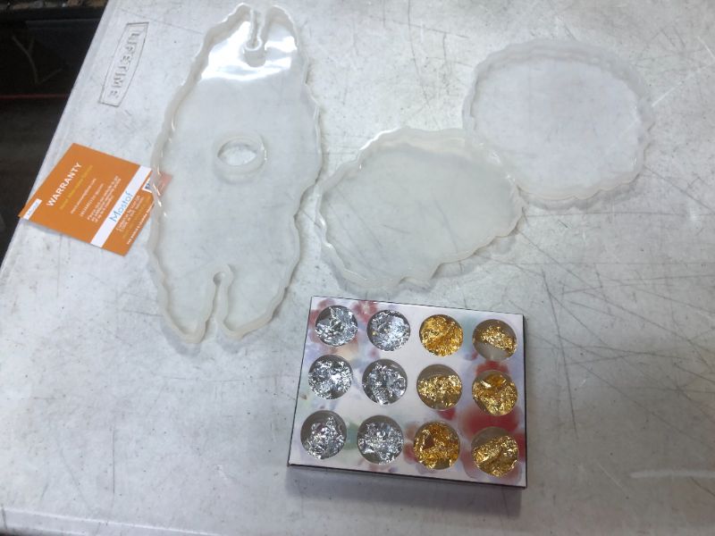 Photo 2 of 2 PACKS OF Mostof Wine Rack Silicone Epoxy Resin Mold with 2 PCS Geode Agate Coasters Molds and 12 Pack Shining Glitter for Home Decoration
