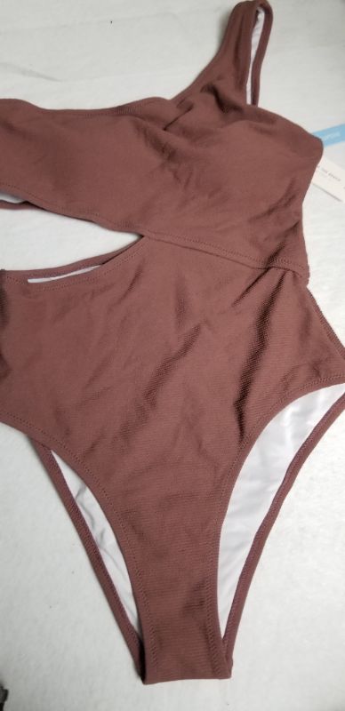 Photo 1 of CUPSHE ONE PIECE SWIMSUIT, BROWN, MED