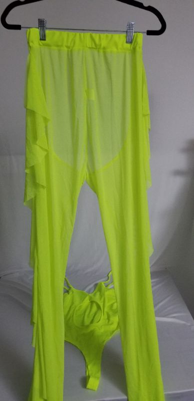 Photo 1 of HOTTIES PANTS AND ONE PIECE THONG SWIMSUIT, NEON GREEN, LG