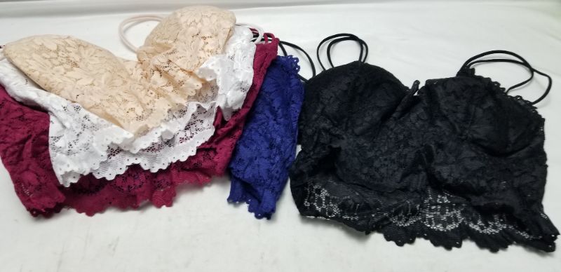 Photo 1 of 5 Pcs Lace Bralettes for Women Bralette Padded Lace Bandeau Bra