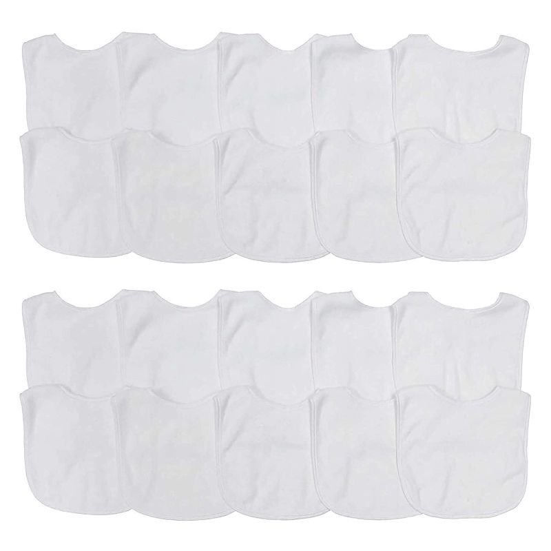 Photo 1 of Neat Solutions 2-Ply Knit Terry Solid Color Feeder Bibs in White - 20 Pack