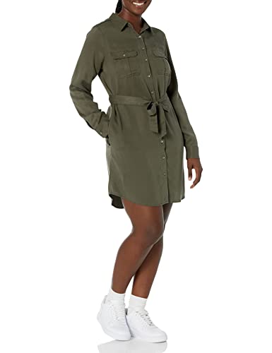 Photo 1 of Amazon Brand - Daily Ritual Women's Tencel Long-Sleeve Utility Dress, Dark Olive, 8
