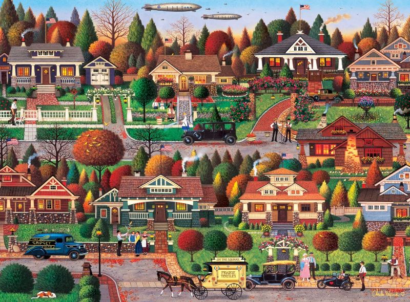 Photo 1 of Buffalo Games - Charles Wysocki - Labor Day in Bungalowville - 1000 Piece Jigsaw Puzzle