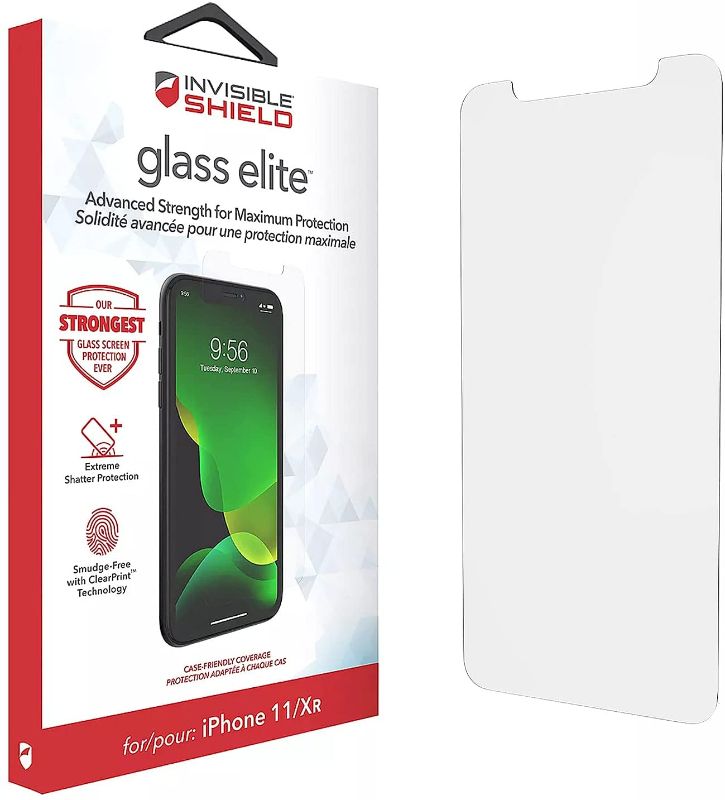 Photo 1 of  InvisibleShield Glass Elite Screen Protector for iPhone 11 and iPhone XR – Strongest Tempered Glass, Smudge-Free ClearPrint, Extreme Shatter, Impact and Scratch Protection