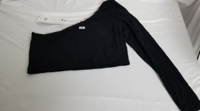 Photo 1 of fcuk one arm long sleeve top,  black, lg