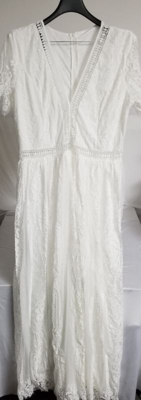 Photo 1 of bd coco v-neck long lace dress, white, 