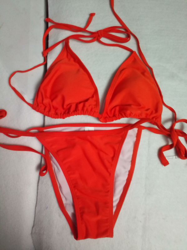 Photo 1 of 2 Piece String Bikini Orange Lg