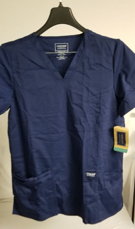 Photo 2 of Cherokee Workwear Revolution Scrubs Top for Women V-Neck WW620, M, Navy