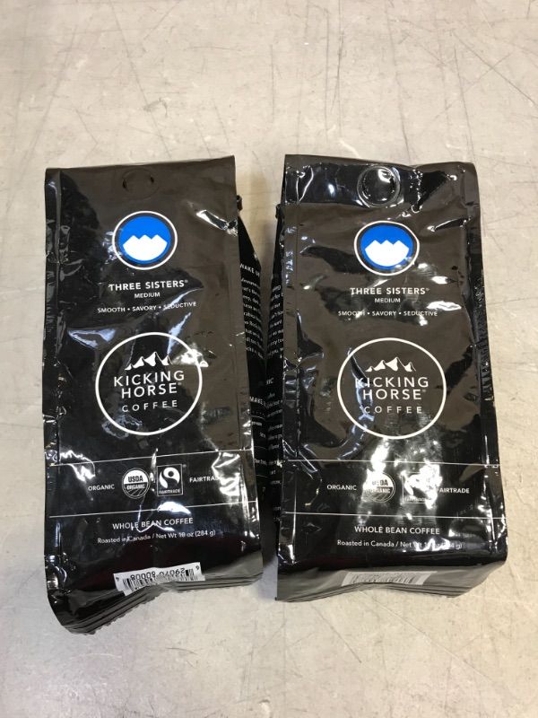 Photo 2 of 2 pack - Kicking Horse Coffee, Three Sisters, Medium Roast, Whole Bean, 10 Oz - Certified Organic, Fairtrade, Kosher Coffee
best by nov - 17 - 21 
