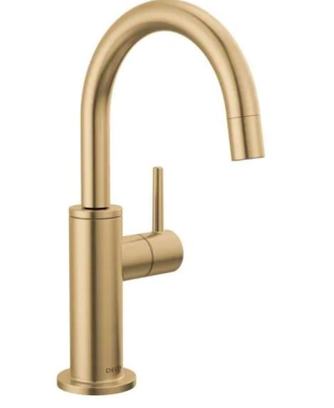 Photo 1 of Contemporary Round Single Handle Beverage Faucet in Champagne Bronze Gold
