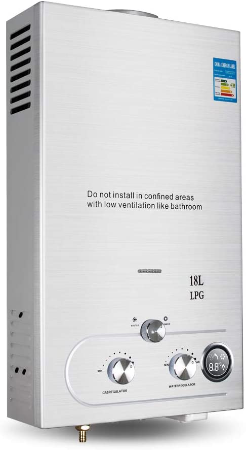 Photo 1 of 18L Instant Tankless Water Heater, Pevor 36KW Tankless Water Bolier Propane Gas Water Heater Instant Hot Water Heater with Shower Kits
