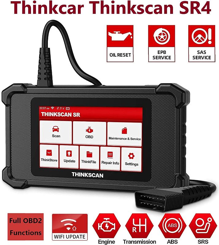 Photo 1 of Thinkcar Thinkscan SR4 OBD2 Scanner Oil Reset EPB SAS Diagnose Engine Transmisoin ABS SRS Read/Erase Codes Turn Off MIL DTC Look-up AutoVIN Live Data Free Lifetime WiFi Update Better CRP123X
